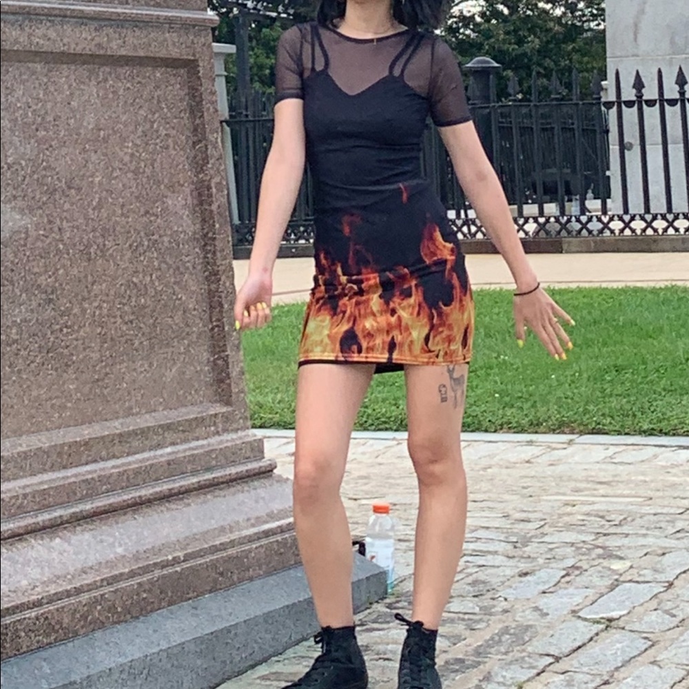 UO mesh flame dress